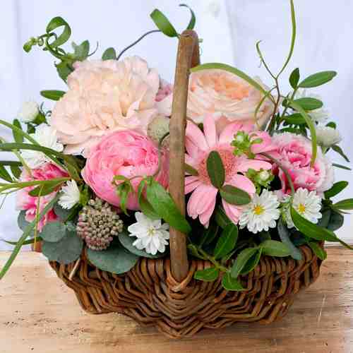 Pink Flower Basket For Mom