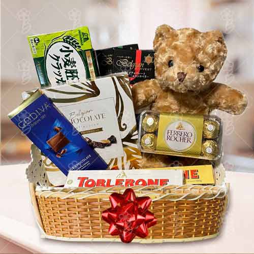 Chocolate With Cute Teddy Hamper