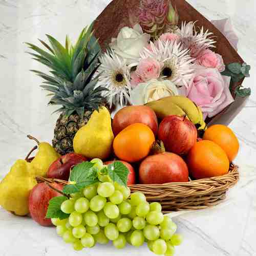 Fruits And Seasonal Flower Bouquet