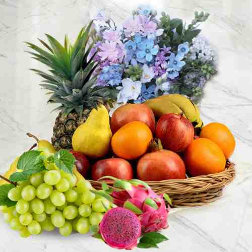 Fruits And Bright Flower Bouquet