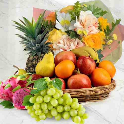 Fruits And Colourful Bouquet