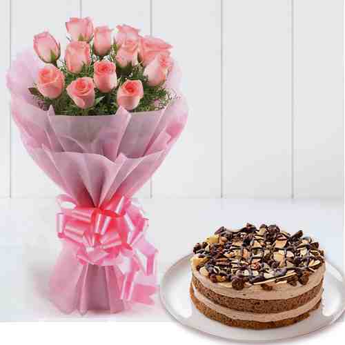 Belgian Chocolate Cake And Rose
