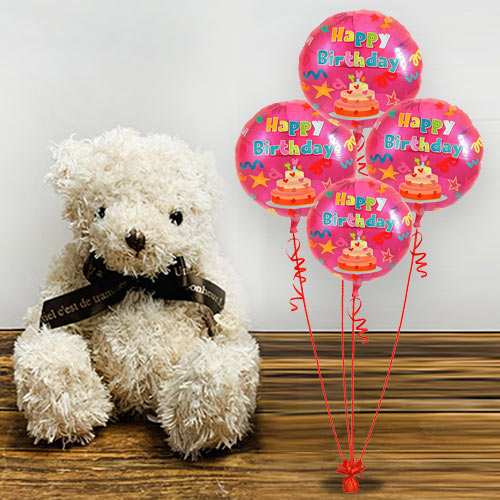 Teddy And Balloon Arrangement