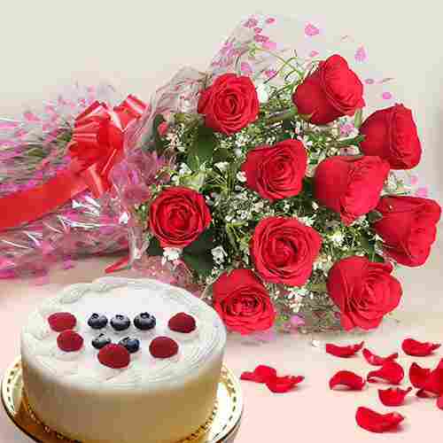 Red Rose With Cake