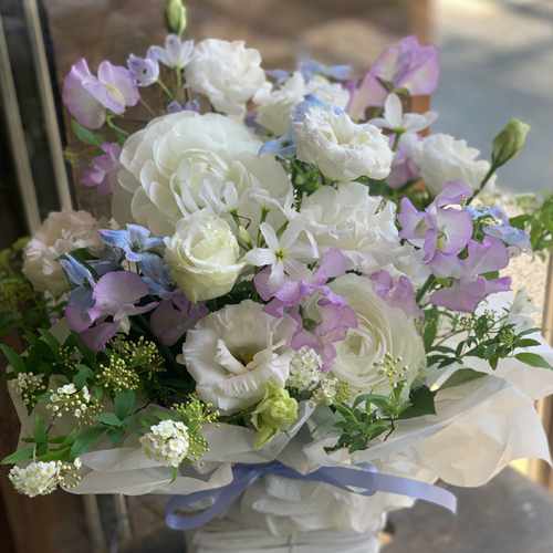 Purple And White Floral Arrangements