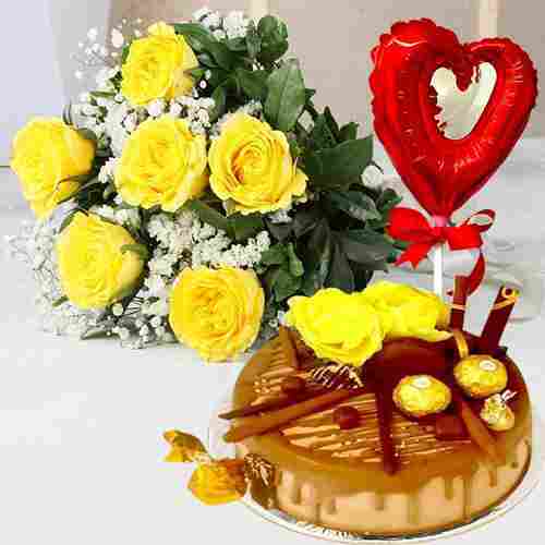 Rose Cake And Balloon