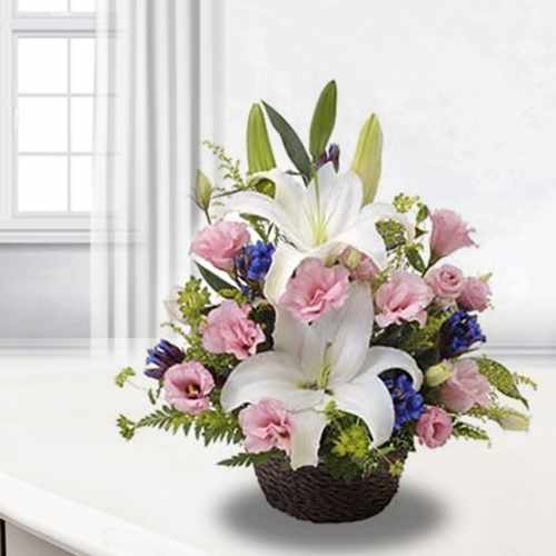 White Lilies And Pink Arrangement