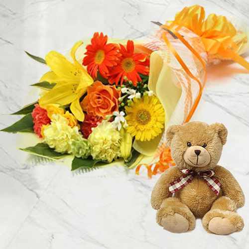 Flower Bouquet And Teddy
